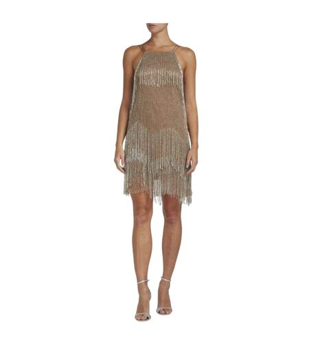 Womens/ladies Diveria Rhinestone Fringe Mini Dress Nude Pink Ted Baker