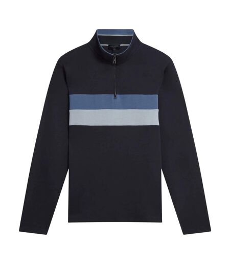 Mens Quarter Zip Fleece Top Navy Ted Baker