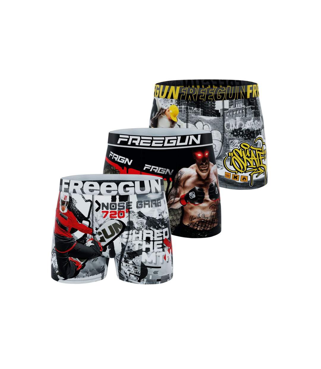 Lot de 3 boxers homme Garantie 2 ans Sport Freegun