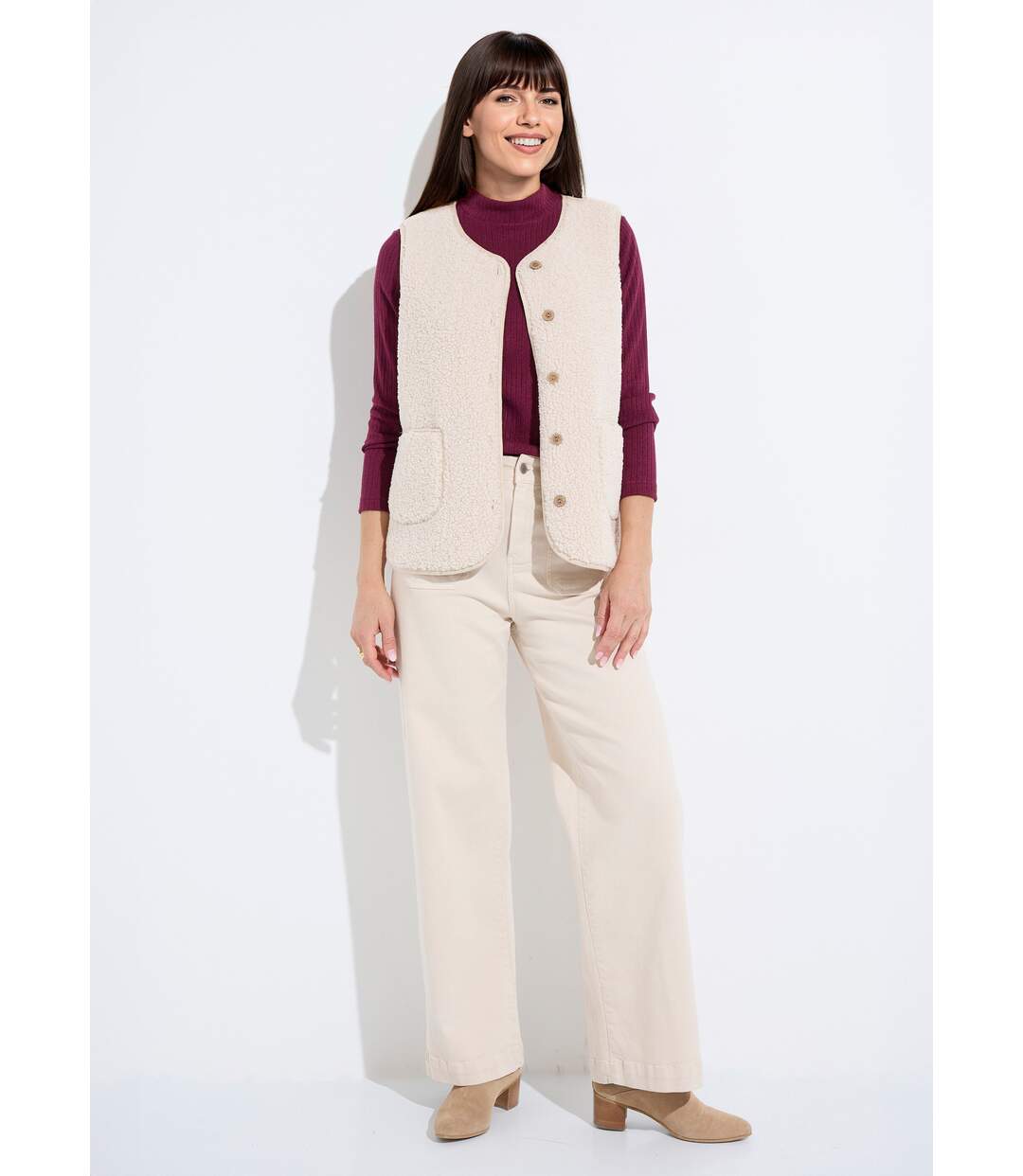 Veste sans manches en sherpa intérieur velouté-3