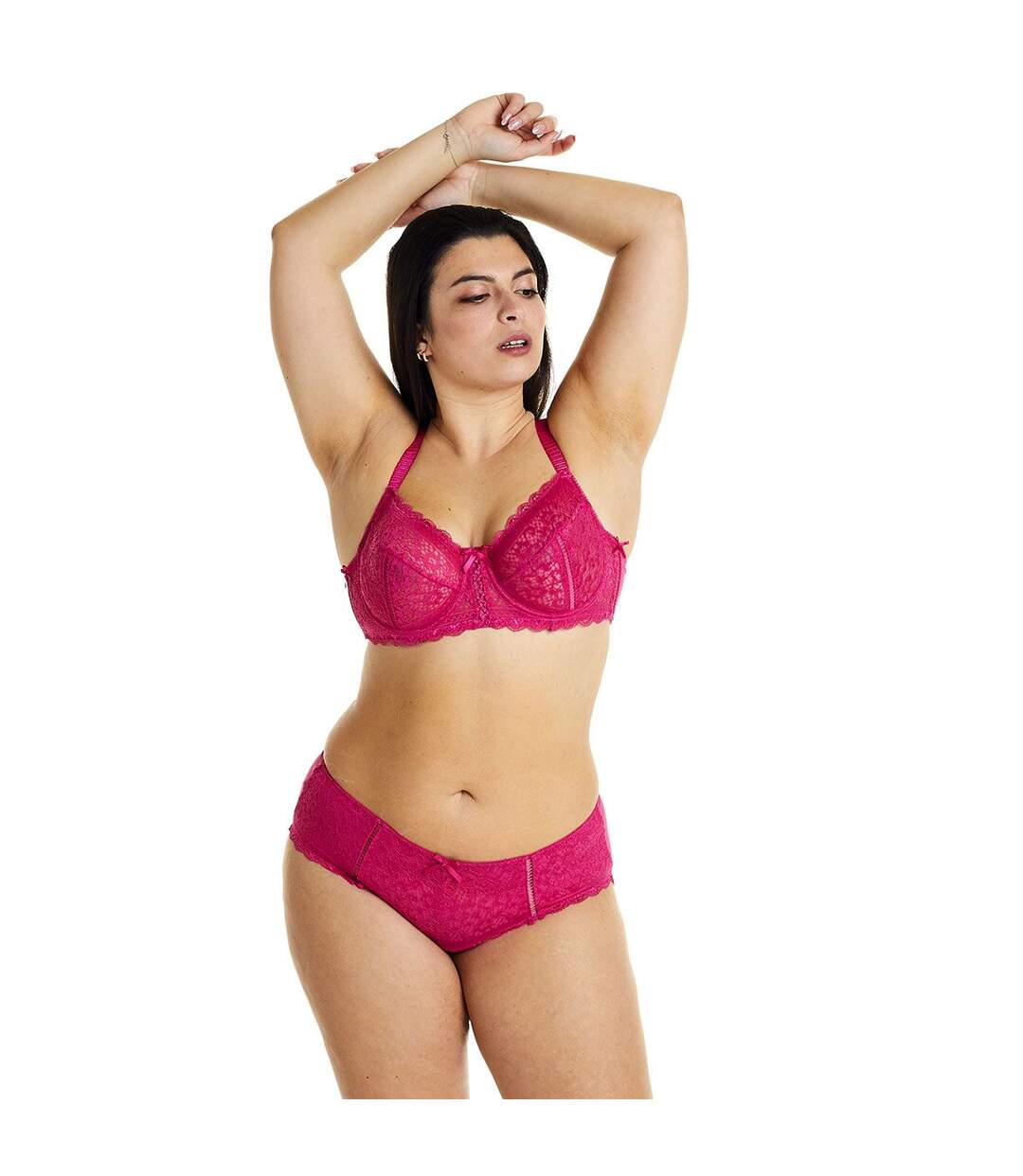 Soutien-gorge emboitant bonnets C, D et E framboise Elena-3