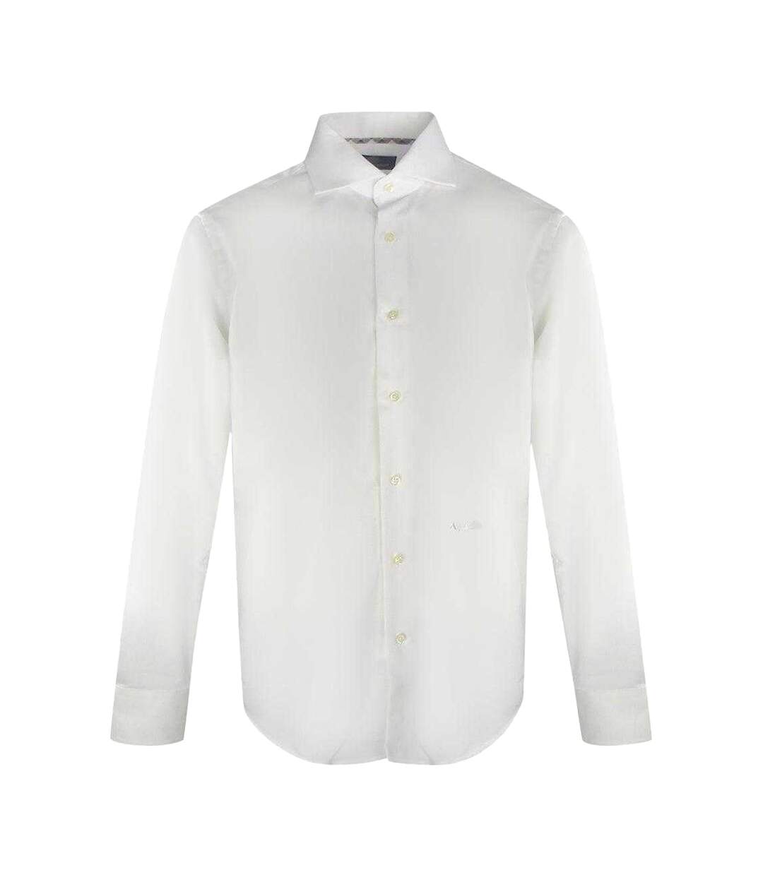 Mens Embroidered Logo Long-sleeved Shirt White Aquascutum-1