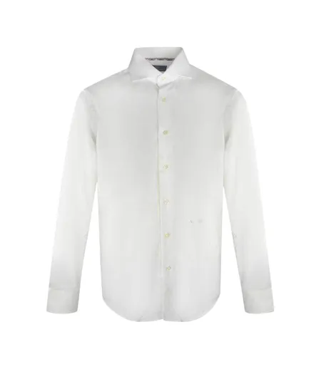 Mens Embroidered Logo Long-sleeved Shirt White Aquascutum