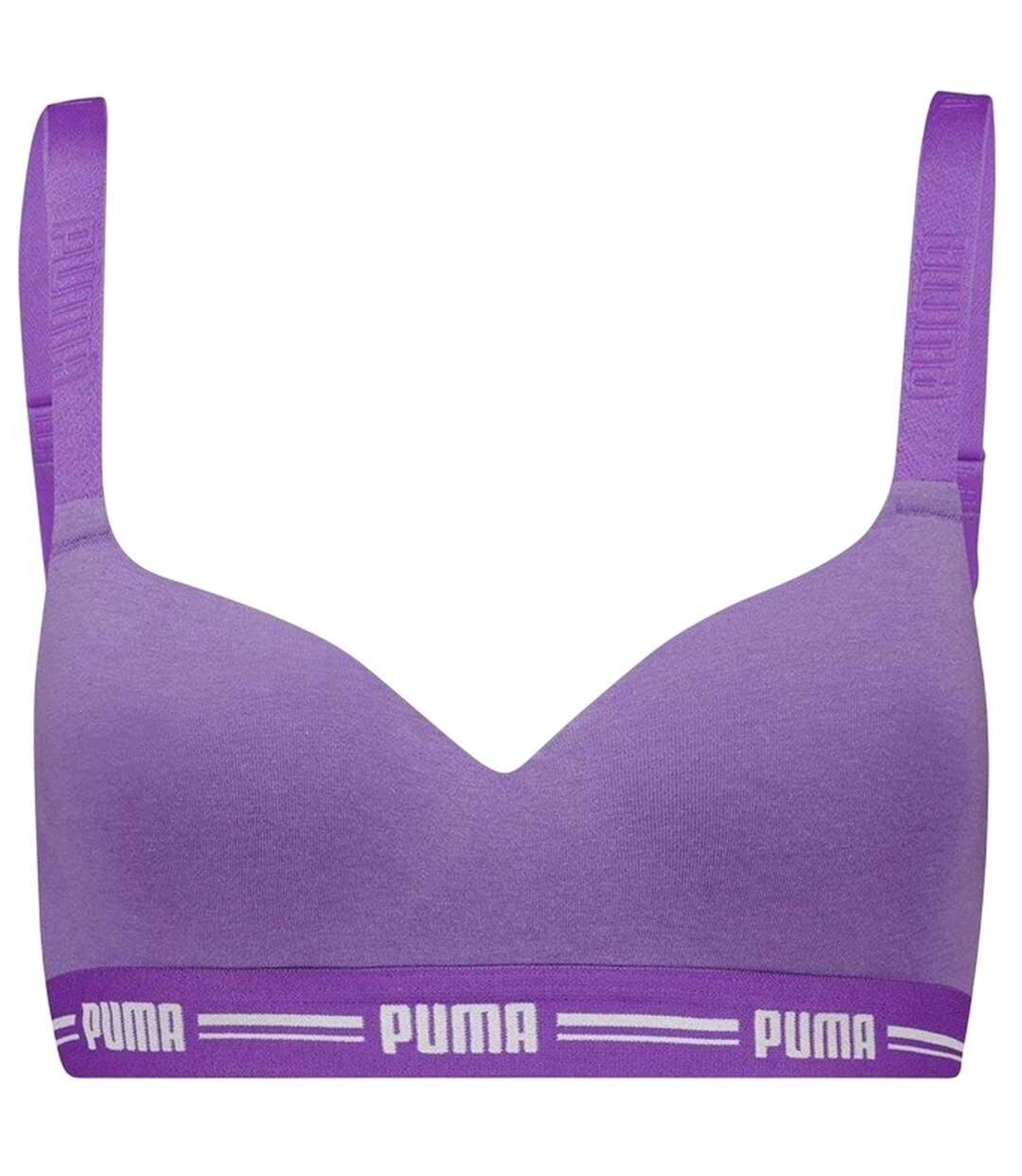 Womens/ladies Logo Low Impact Sports Bra Purple Puma-2