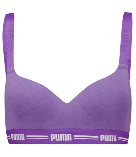 Womens/ladies Logo Low Impact Sports Bra Purple Puma