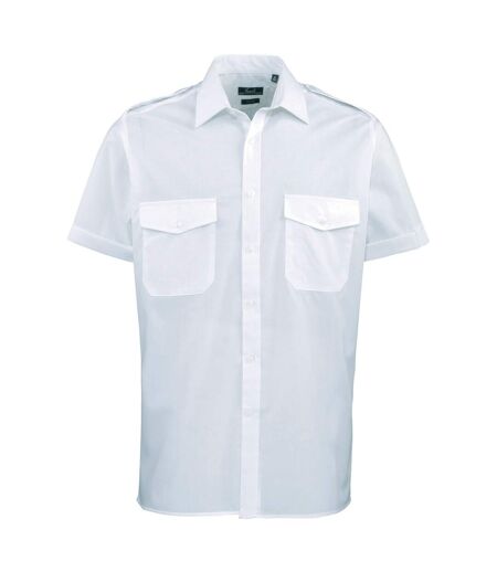 Mens Short Sleeve Pilot Plain Work Shirt Light Blue Premier
