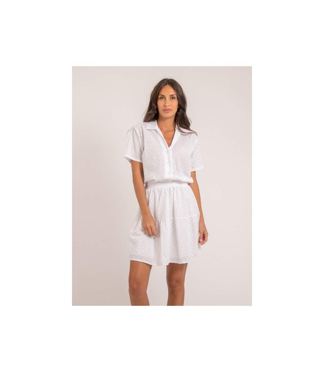 Chemise courte broderies anglaises ORNELLE - Dona X Lisa-1