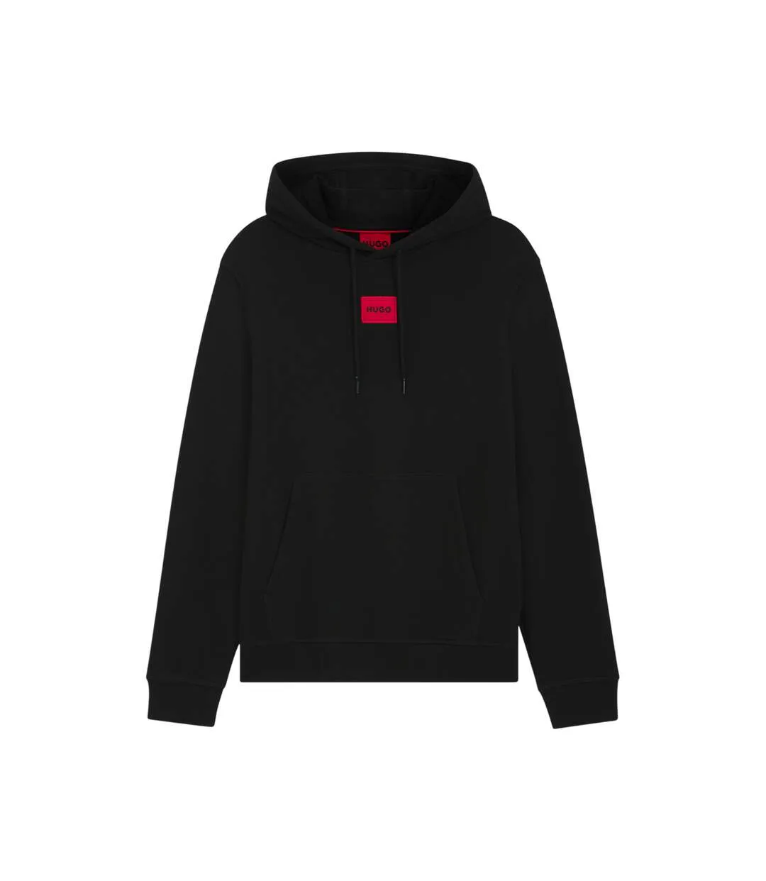 Mens Drawstring Hoodie Black Hugo-2