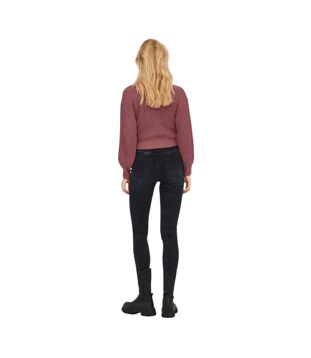 Womens/ladies Cropped V Neck Cardigan Rose Only-3