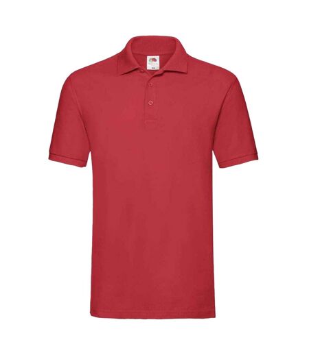 Mens premium cotton pique polo shirt red Fruit of the Loom