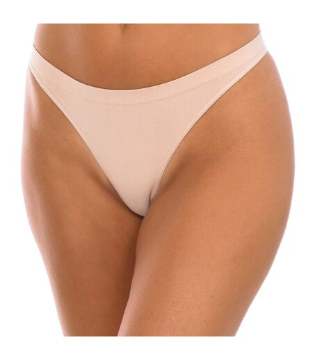 Essential cotton and fiber seamless thong 94405 woman