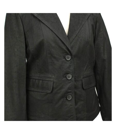 Womens/ladies leather short blazer black Eastern Counties Leather