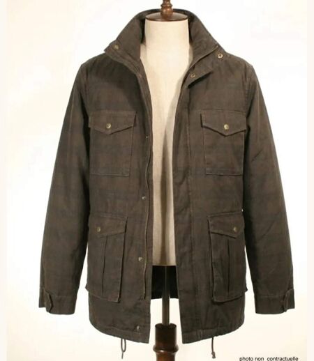 Parka Saharienne Winchester Marron à Carreaux – Doublée & Multi-poches
