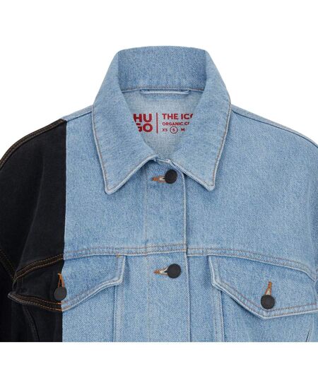Womens/ladies Galentina-1 Denim Jacket Turquoise Hugo