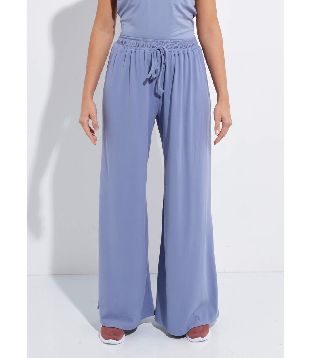 Pantalon large fluide sport taille élastiquée-1