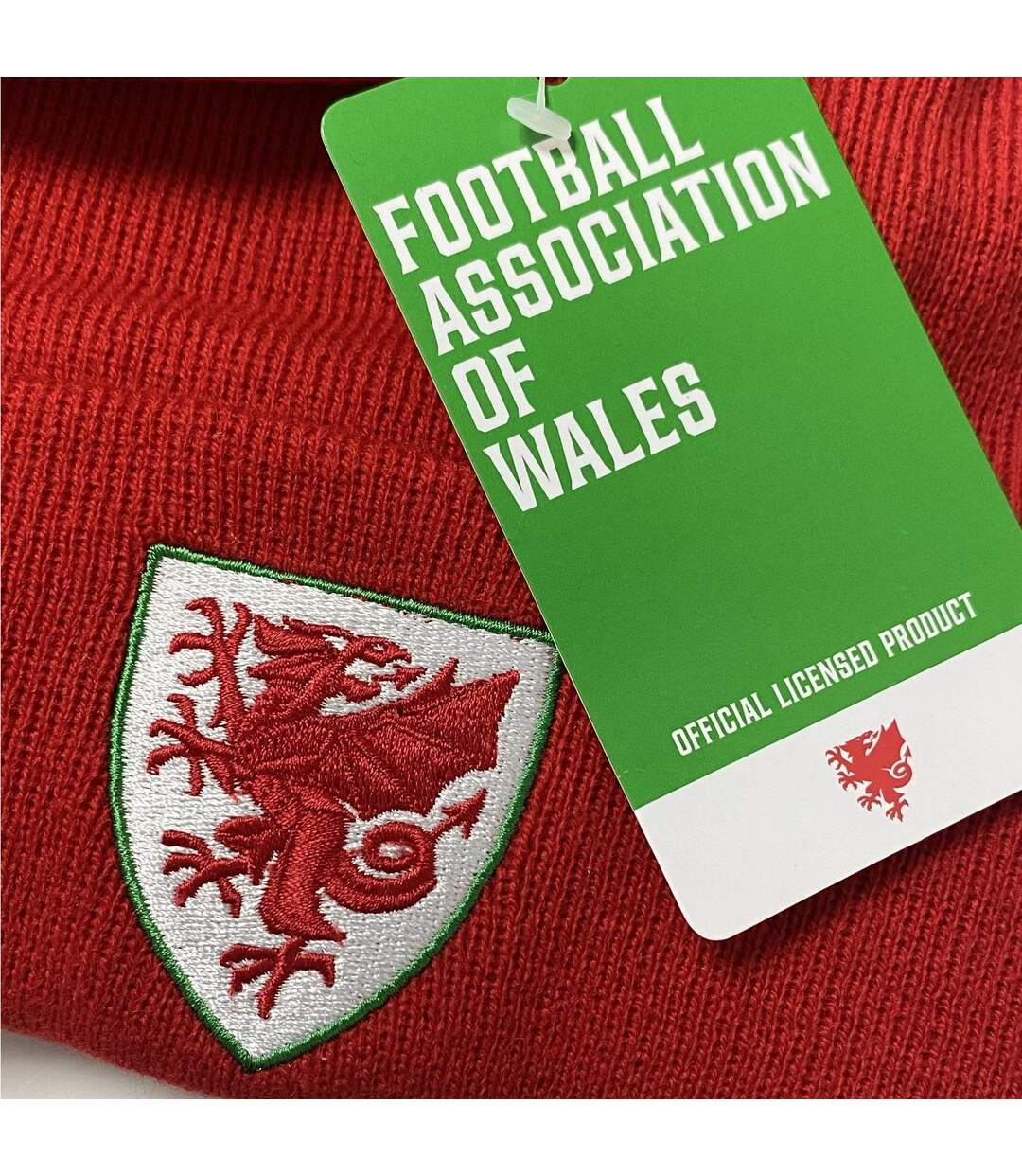 Knitted Beanie Red FA Wales-3