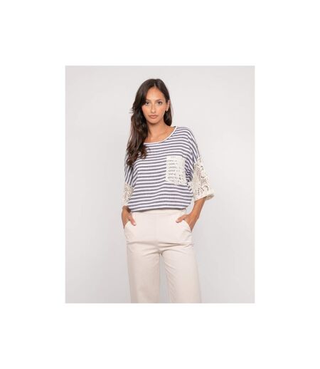 T-shirt rayures dos ajouré FINLEY - Dona X Lisa