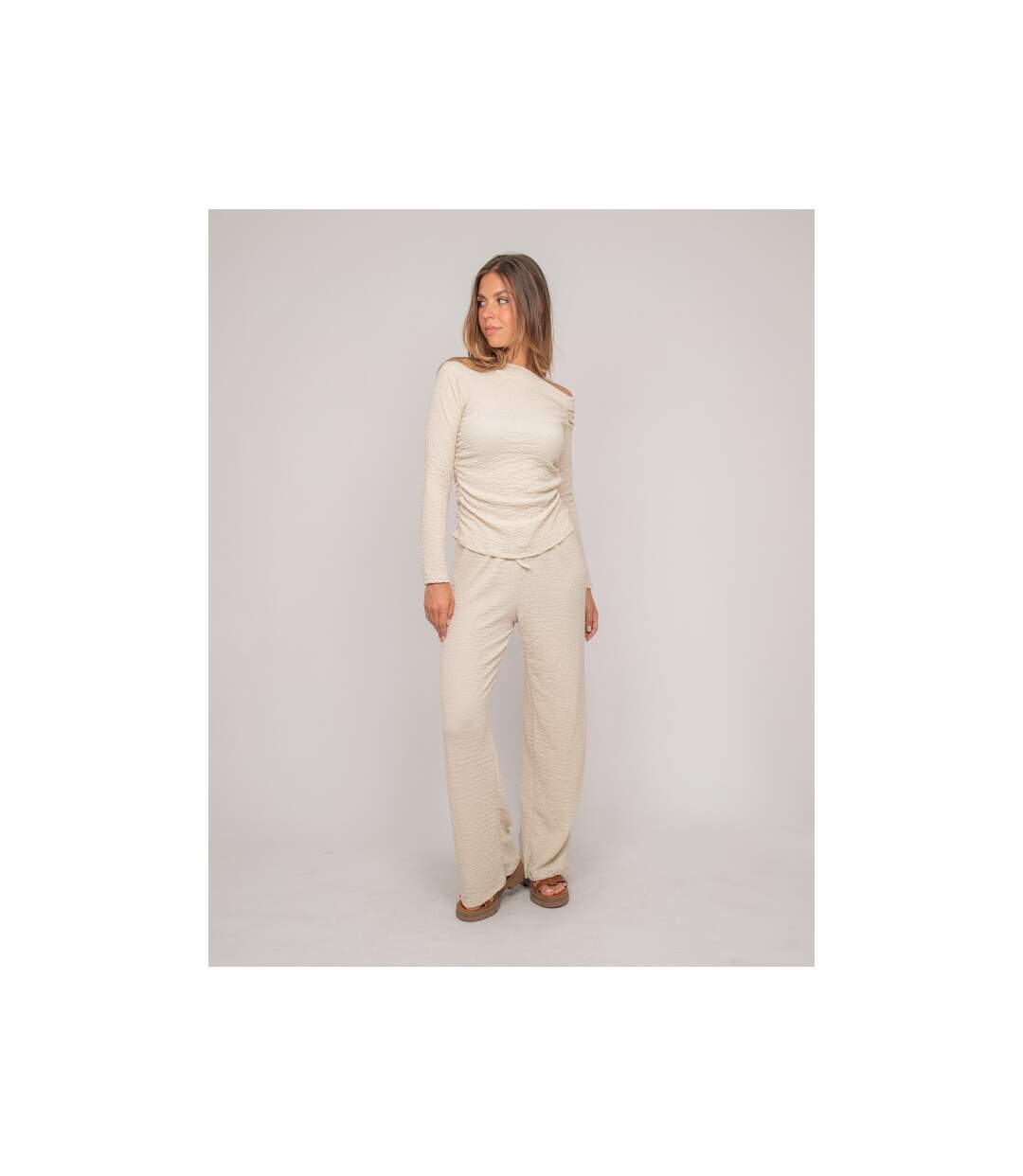 Top manches longues asymétrique texturé FLORITA - Dona X Lisa-4