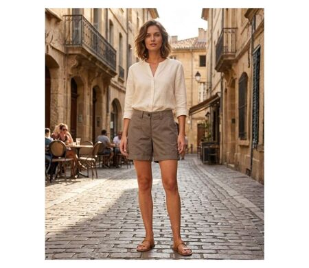 Short en coton Femme MAYFLOWER EXTRA2T : le confort d'une coupe à revers modulables