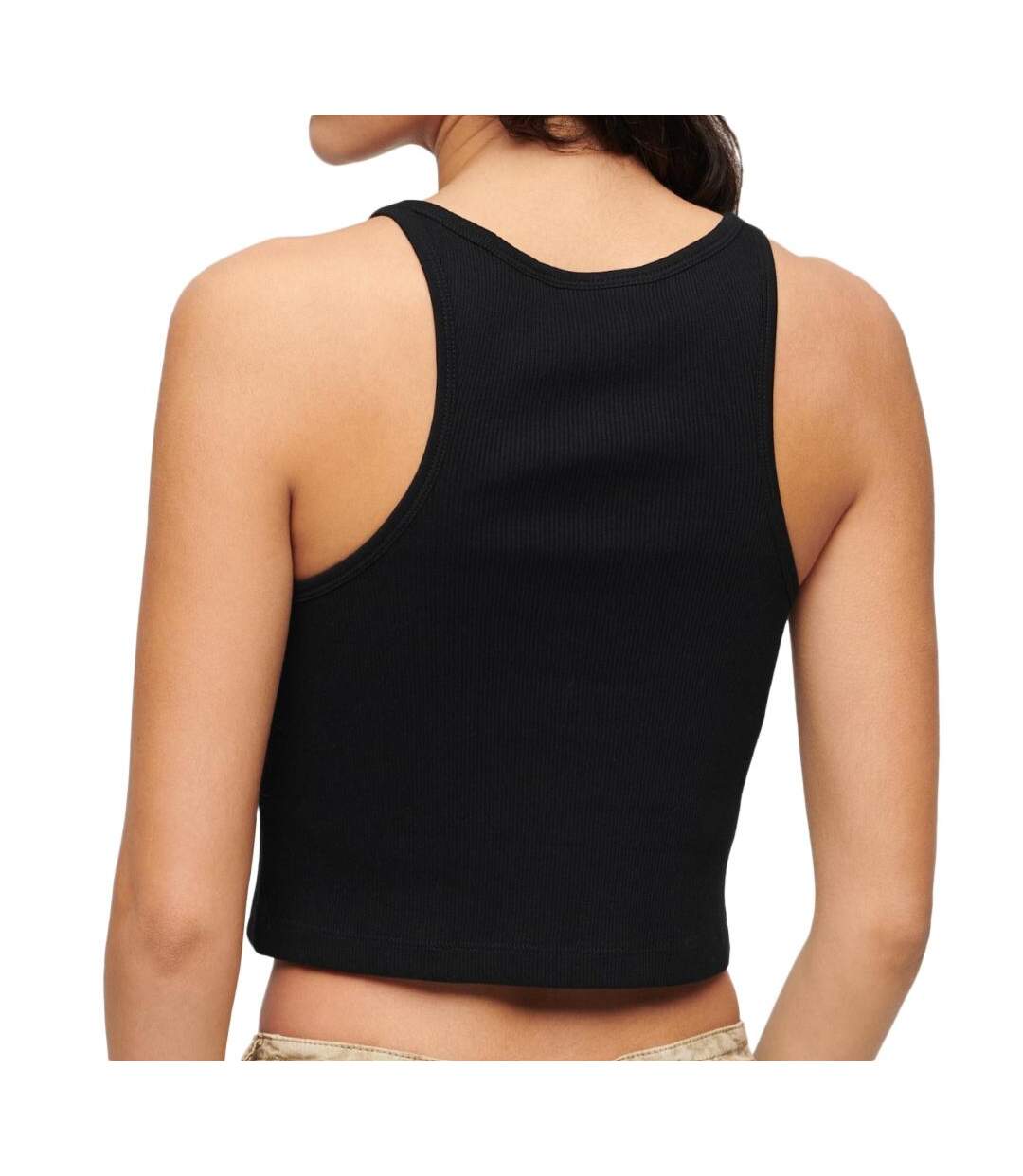 Top noir femme superdry embroidered racer-2