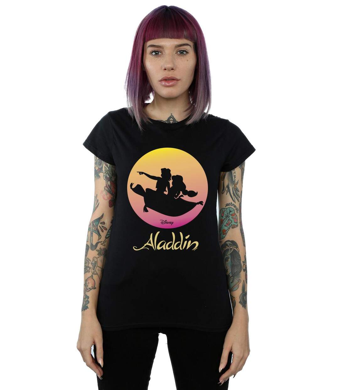 Disney - T-shirt ALADDIN FLYING SUNSET - Femme (Noir) - UTBI16273-2