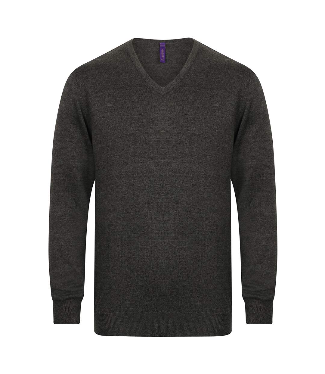 Henbury Mens 12 Gauge Fine Knit V-Neck Jumper / Sweatshirt (Grey Marl) - UTRW659
