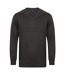 Henbury Mens 12 Gauge Fine Knit V-Neck Jumper/Sweatshirt (Grey Marl)