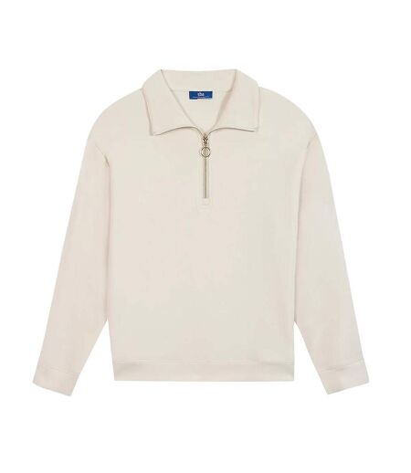 Sweat 1/4 de zip beige femme tbs craie
