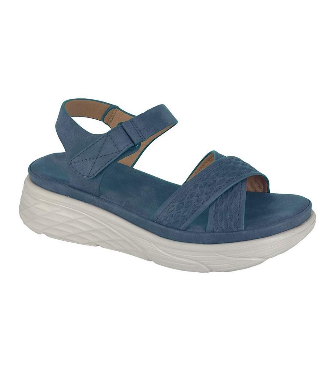 Womens/ladies katia crossover wedge sandals blue Cipriata