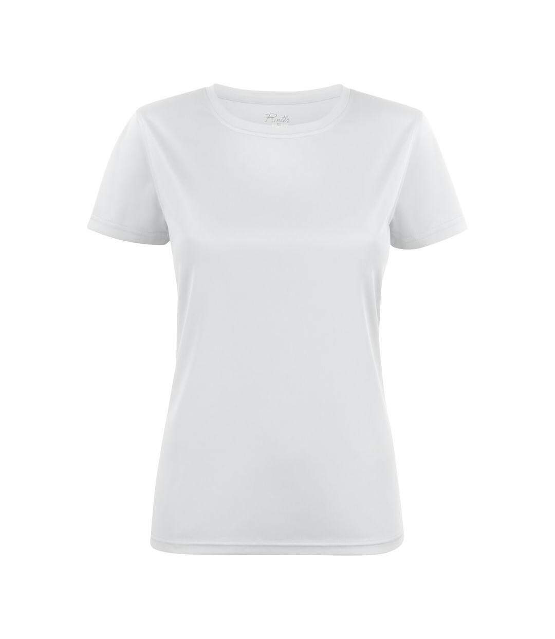 Womens/ladies Run T-shirt White Printer RED-1