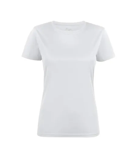 Womens/ladies Run T-shirt White Printer RED