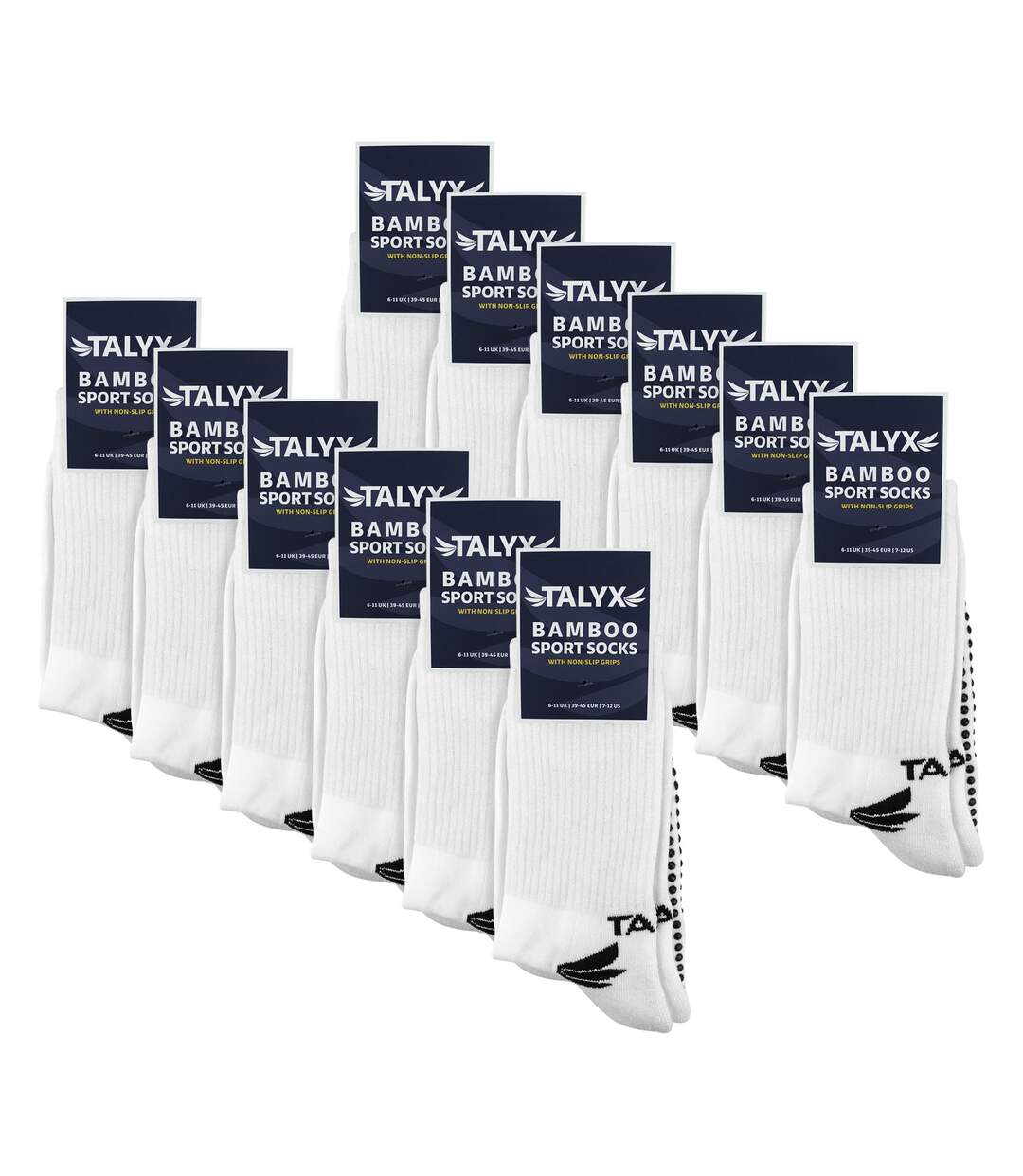 TALYX - Lot de 12 Chaussettes Montantes Homme Bambou Antidérapantes-2