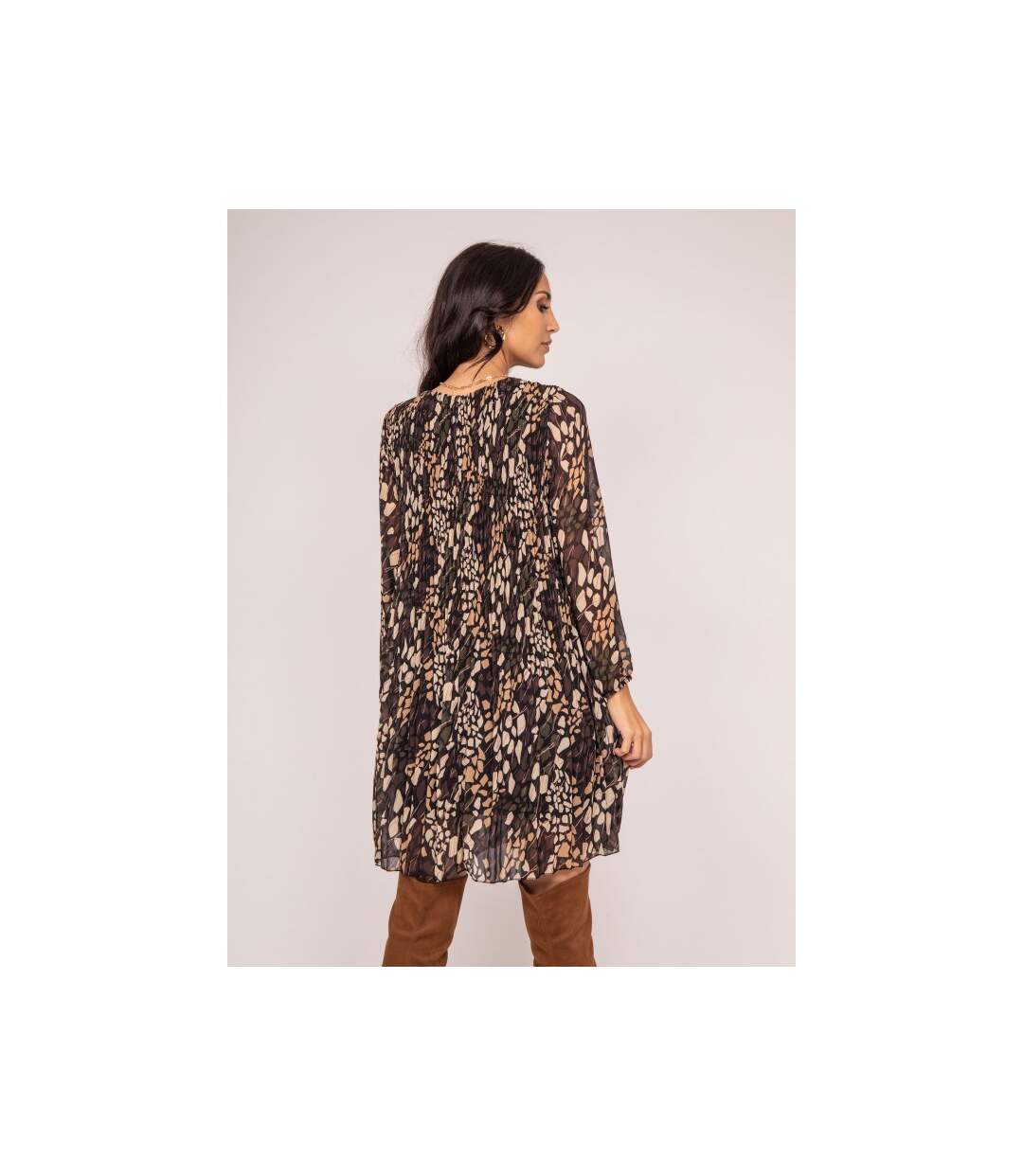 Robe courte motifs plissée INK - Dona X Lisa-2