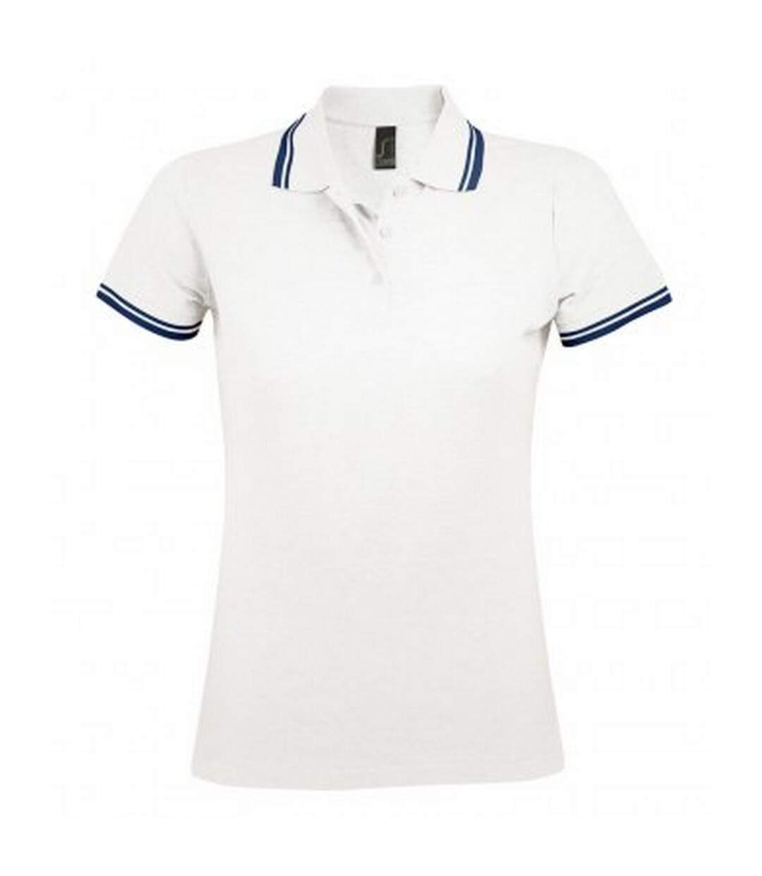 Polo manches courtes pasadena femme blanc/bleu marine SOLS-1