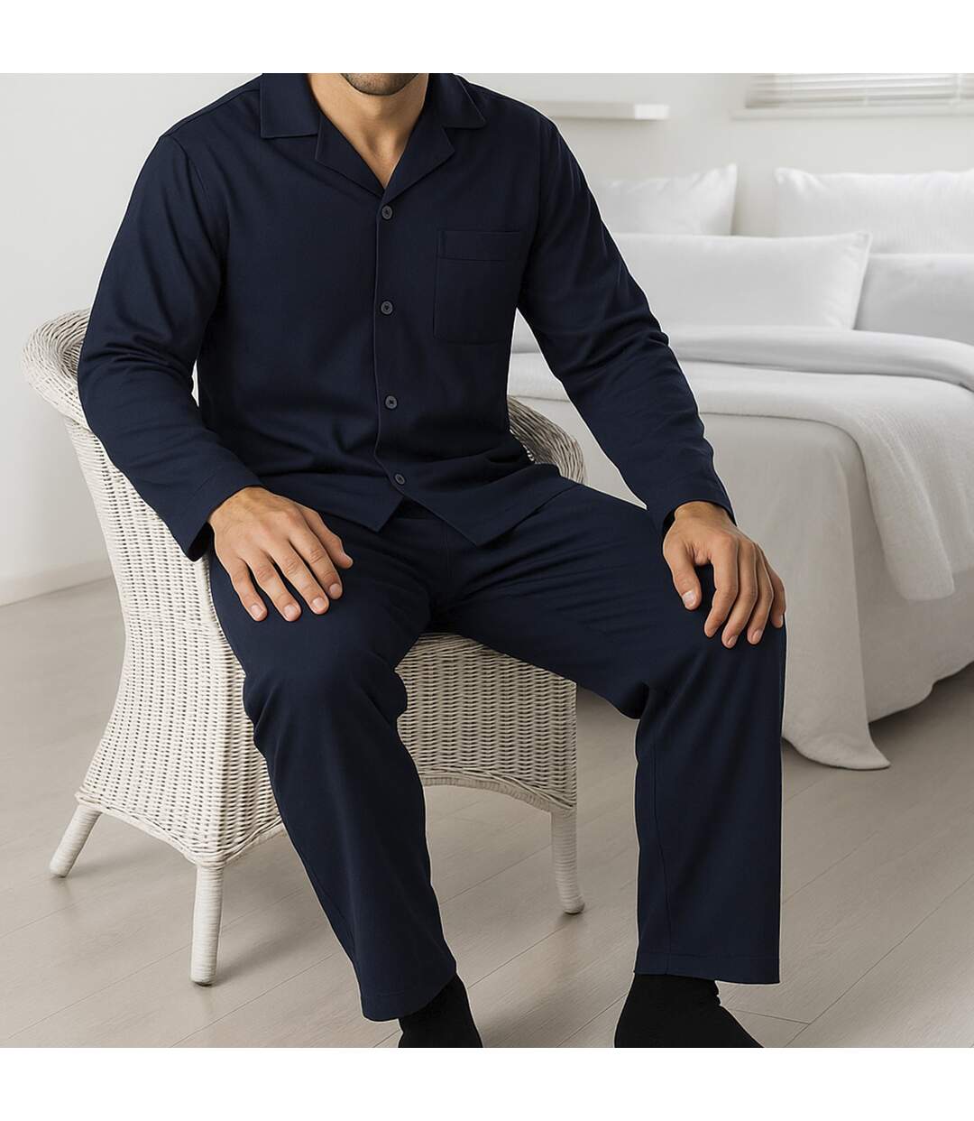 Mens Thermal Pyjama Set with Long Sleeve Top & Bottoms for Cold Nights-5