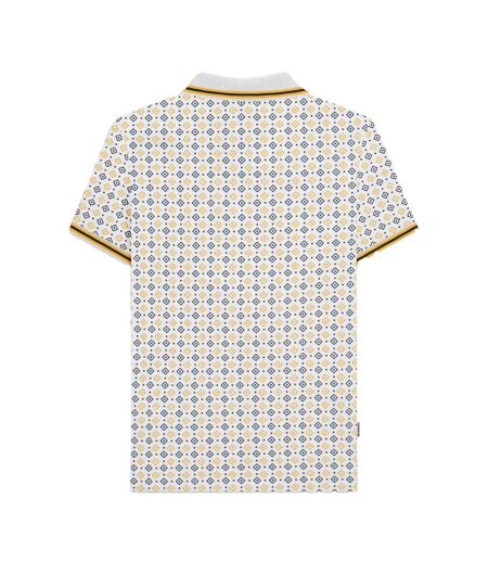 Polo Motif/style Géométrique Homme Blanc Bleu Marine Bleu Clair Lambretta
