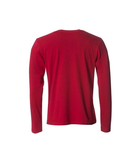 Mens Melange Long-sleeved T-shirt Red Clique