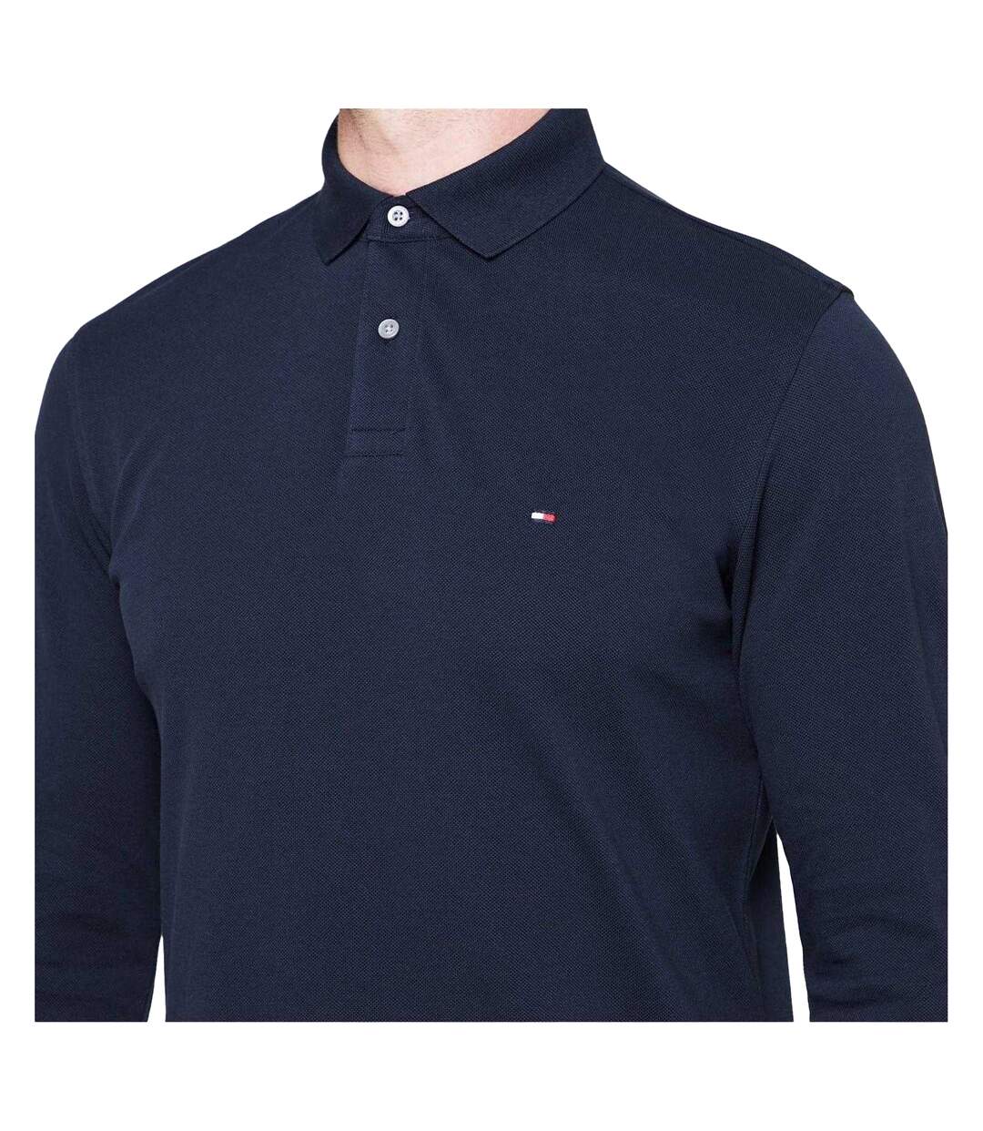 Polo Manches Longues Motif/style Logo Homme Bleu Ciel Tommy Hilfiger-4