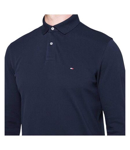 Polo Manches Longues Motif/style Logo Homme Bleu Ciel Tommy Hilfiger