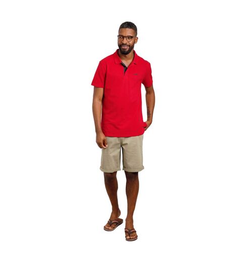 Mens Miles Pique Organic Polo Shirt Barberry Red Marl Weird Fish