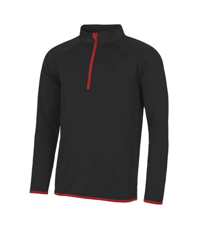 Just cool sweatshirt à col zippé homme noir/rouge Awdis