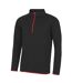 AWDis Just Cool Mens Half Zip Sweatshirt (Jet Black/ Fire Red) - UTRW4815
