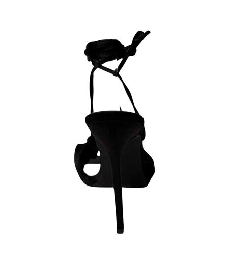 Womens/ladies Leather Stiletto Heel Sandals Black Chic