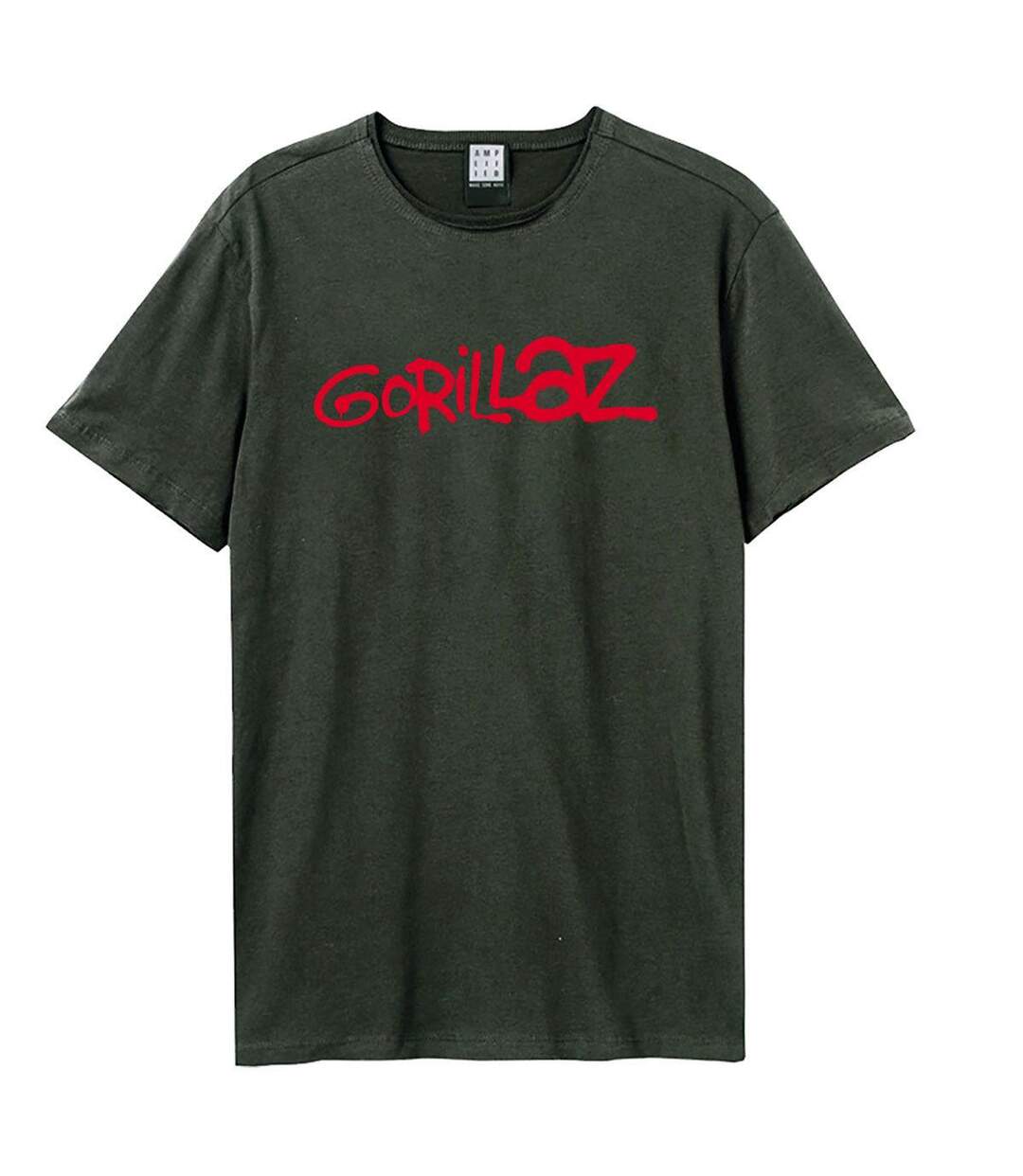 Unisex adult gorillaz logo t-shirt charcoal Amplified-1