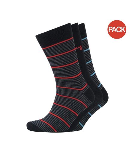 Pack of 3  Mens stripe socks  black Money