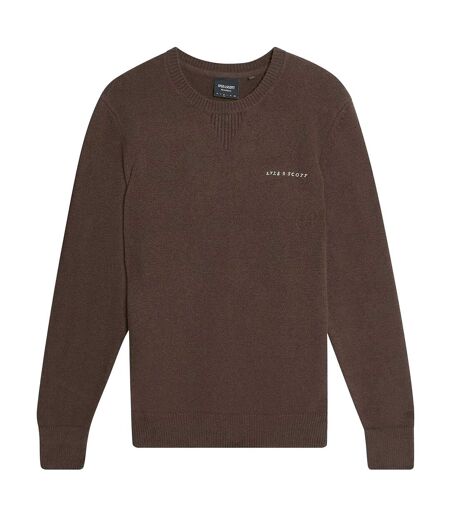 Pull Tricoté Col Ras-du-cou Motif/style Logo Homme Marron Lyle & Scott