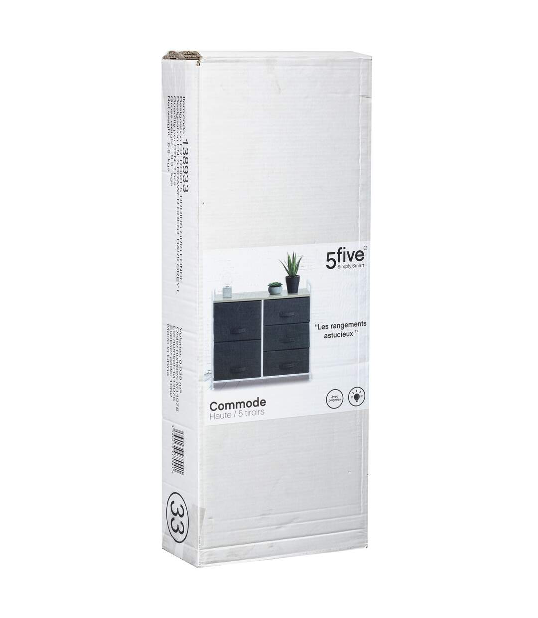 Meuble de rangement à 5 tiroirs - Gris foncé-4