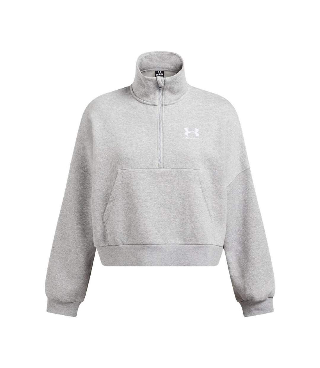 Womens/ladies Icon Icon Half Zip Oversized Fleece Top Grey Under Armour-2
