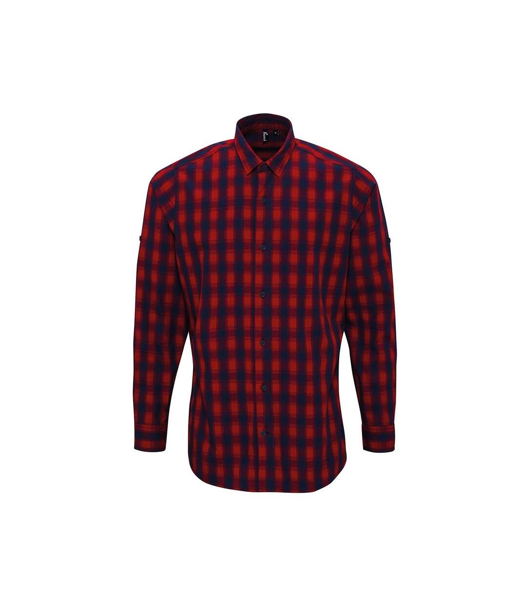 Mens Mulligan Checked Cotton Long-sleeved Shirt Red Navy Premier-1