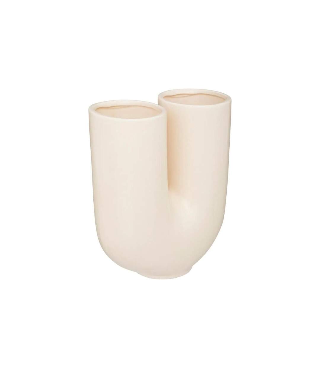 Vase Design en Céramique Rivi 25cm Blanc Chaud-1